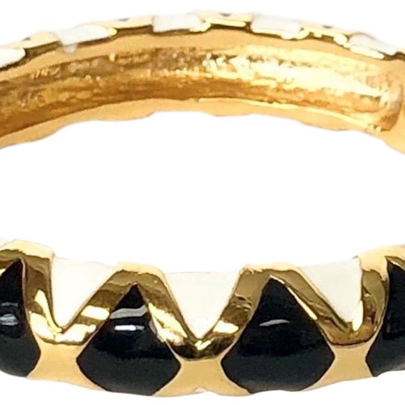 KENNETH JAY LANE, WHITE & BLACK TWO TONE ENAMEL BANGLES - Picture 5 of 10
